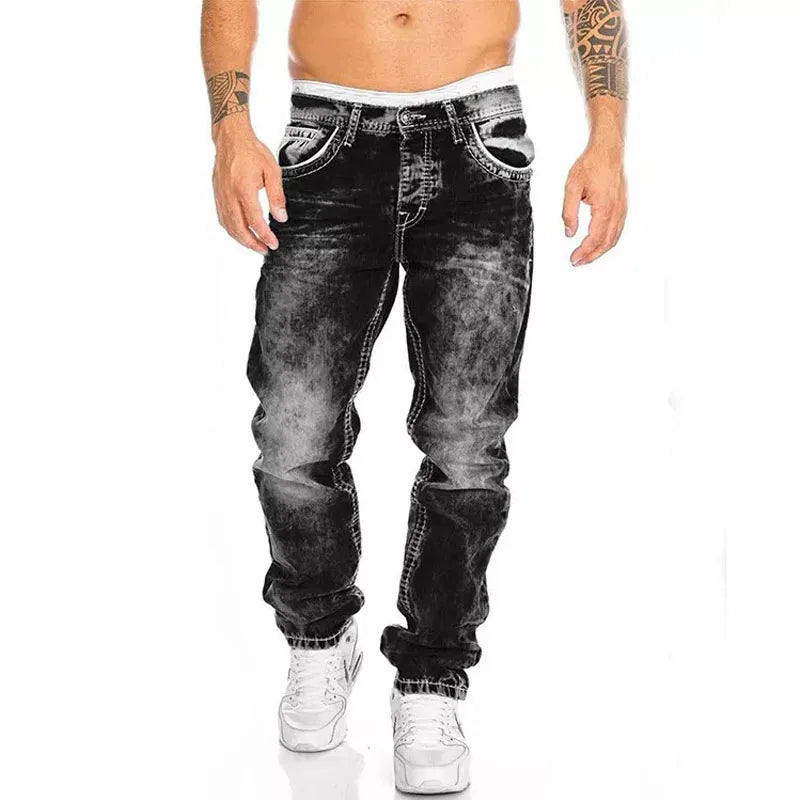 Men's Straight Leg Stretch Denim Jeans – Slim Fit Casual Pants