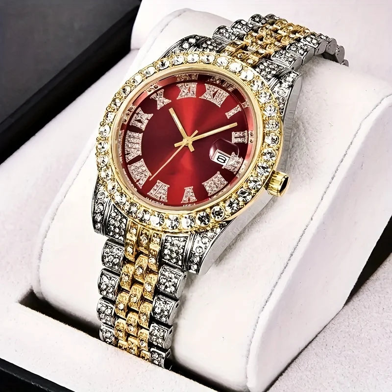 Rhinestone Riot — Retro Oversized Rhinestone Quartz Watch, Stainless Steel Band, 9 Colorways | FireDrips