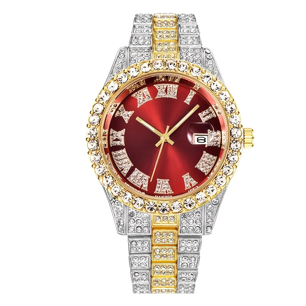 Rhinestone Riot — Retro Oversized Rhinestone Quartz Watch, Stainless Steel Band, 9 Colorways | FireDrips