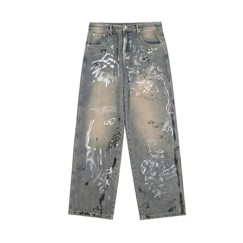 Y2K Vintage Harajuku Straight-Leg Jeans – Men's High Street Denim