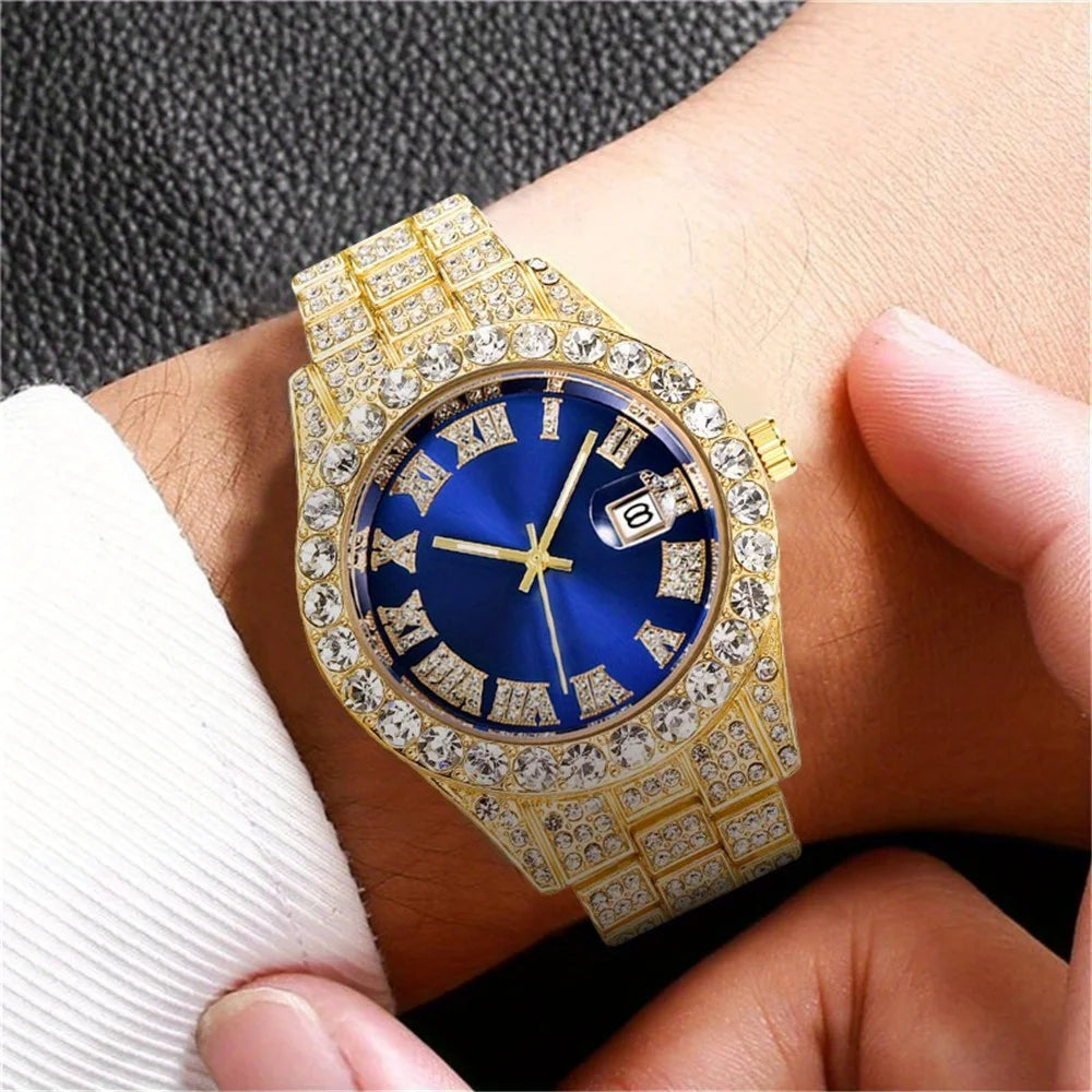 Rhinestone Riot — Retro Oversized Rhinestone Quartz Watch, Stainless Steel Band, 9 Colorways | FireDrips