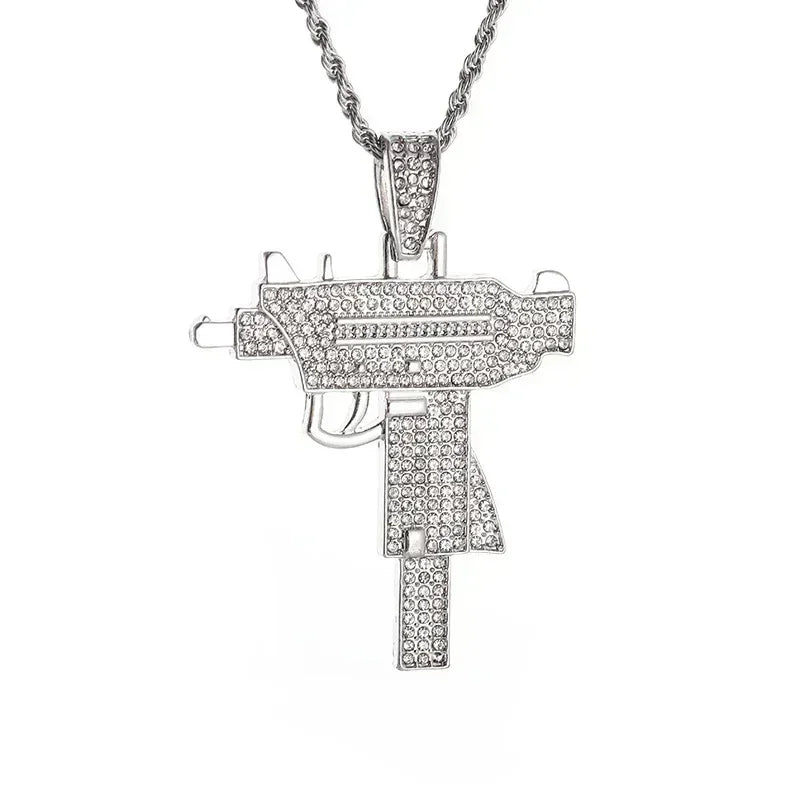 AK-47 Hip-Hop Gun Pendant Necklace — Bold Street Culture Zinc Alloy Jewelry, Gold & Silver, 39 Styles