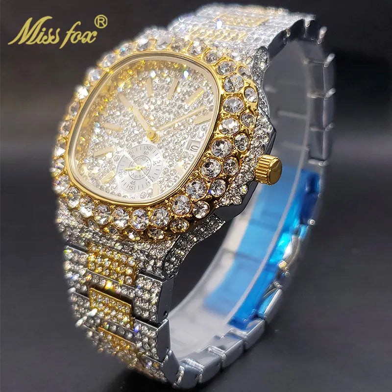 Drip Proof — Iced Out Waterproof Hip Hop Quartz Watch, Comes with Box, Gold, Silver & Two-Tone | FireDrips