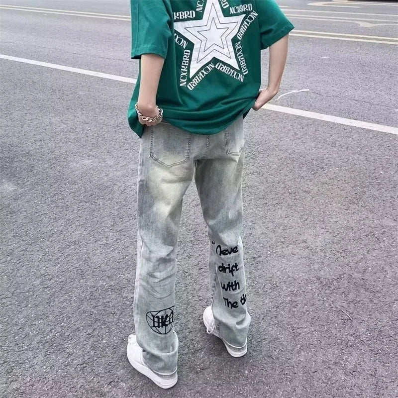 Y2K Retro Harajuku Straight-Leg Jeans – Men's Denim