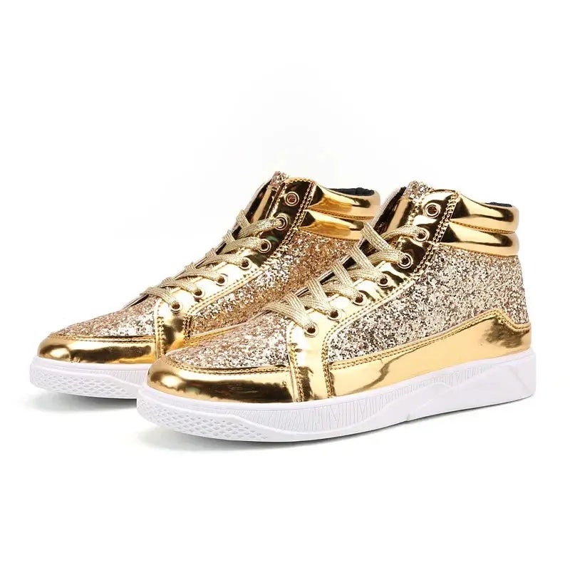 Mirror Panel High-Top Hip-Hop Sneakers