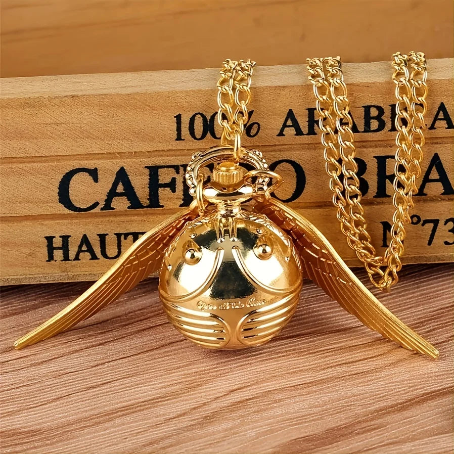 Golden Wings Pocket Watch — Luxury Gold Quartz Fob Watch, Elegant Gift for Men & Kids | FireDrips