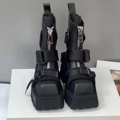 Women's Luxury Chelsea Ankle Boots – Platform Chunky Heel Zip-Up Winter Shoes