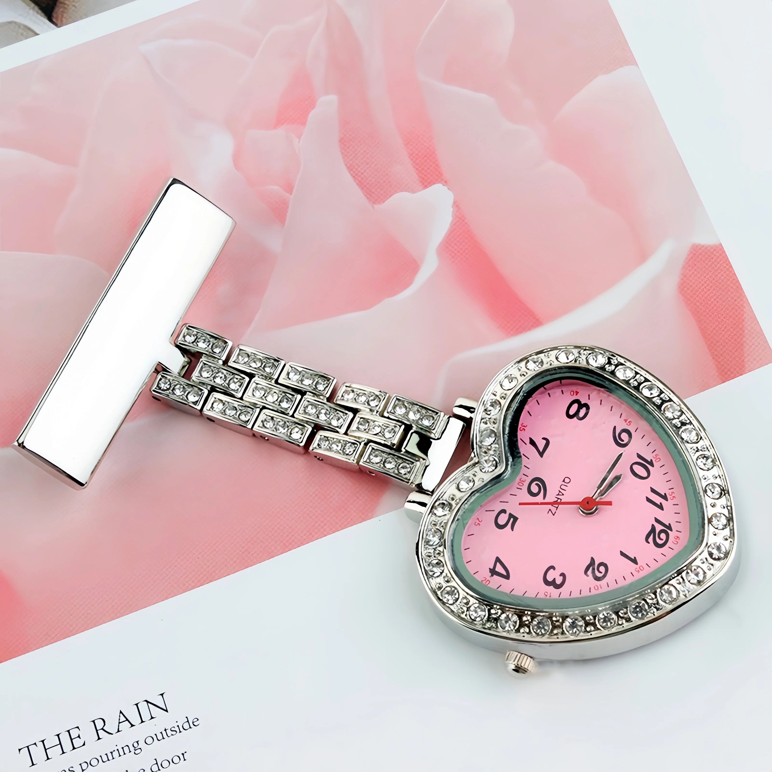 Glitter Nurse Fob Watch — Sparkle Pink Quartz Pocket Watch, Medical Gift for Women | FireDrips