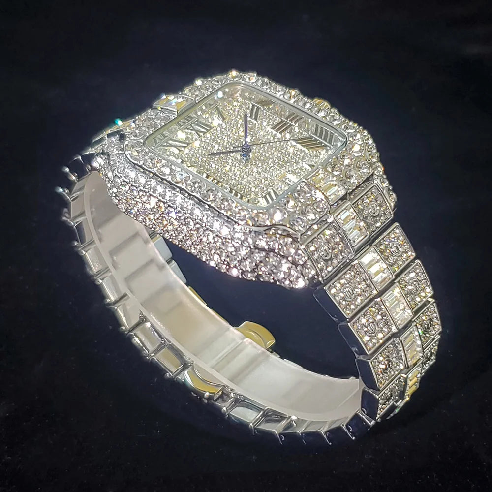 Stealth Mode — Square Iced Out Waterproof Diamond Watch, Stainless Steel, Rose Gold, Gold & Silver | FireDrips