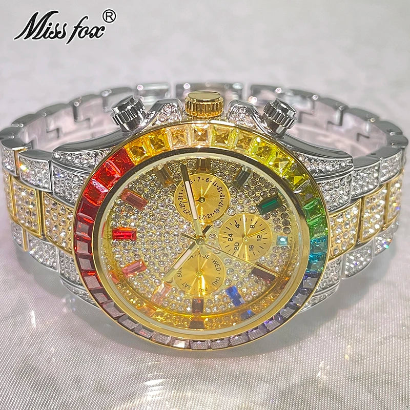 Prism — Rainbow Diamond Iced Out Full Steel Sports Watch, Waterproof, Sapphire Crystal, 9 Colorways