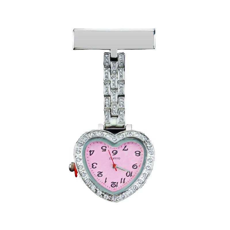 Glitter Nurse Fob Watch — Sparkle Pink Quartz Pocket Watch, Medical Gift for Women | FireDrips
