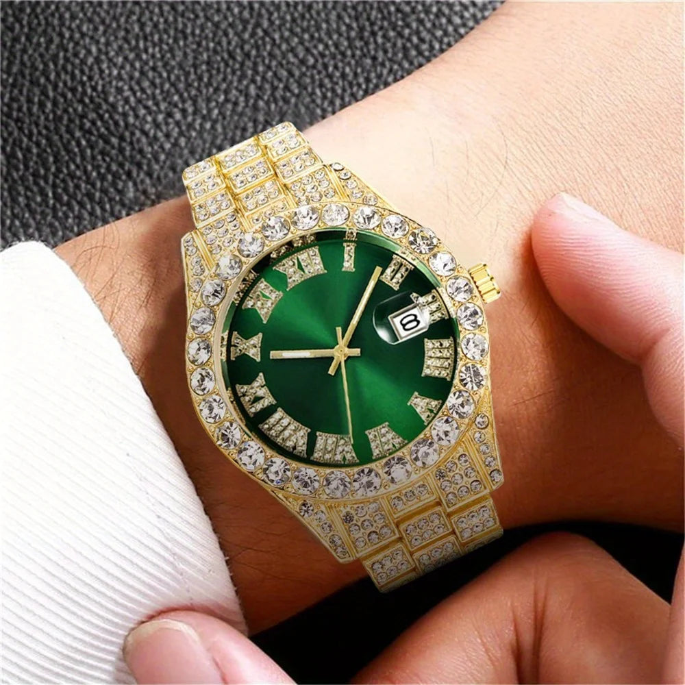 Rhinestone Riot — Retro Oversized Rhinestone Quartz Watch, Stainless Steel Band, 9 Colorways | FireDrips