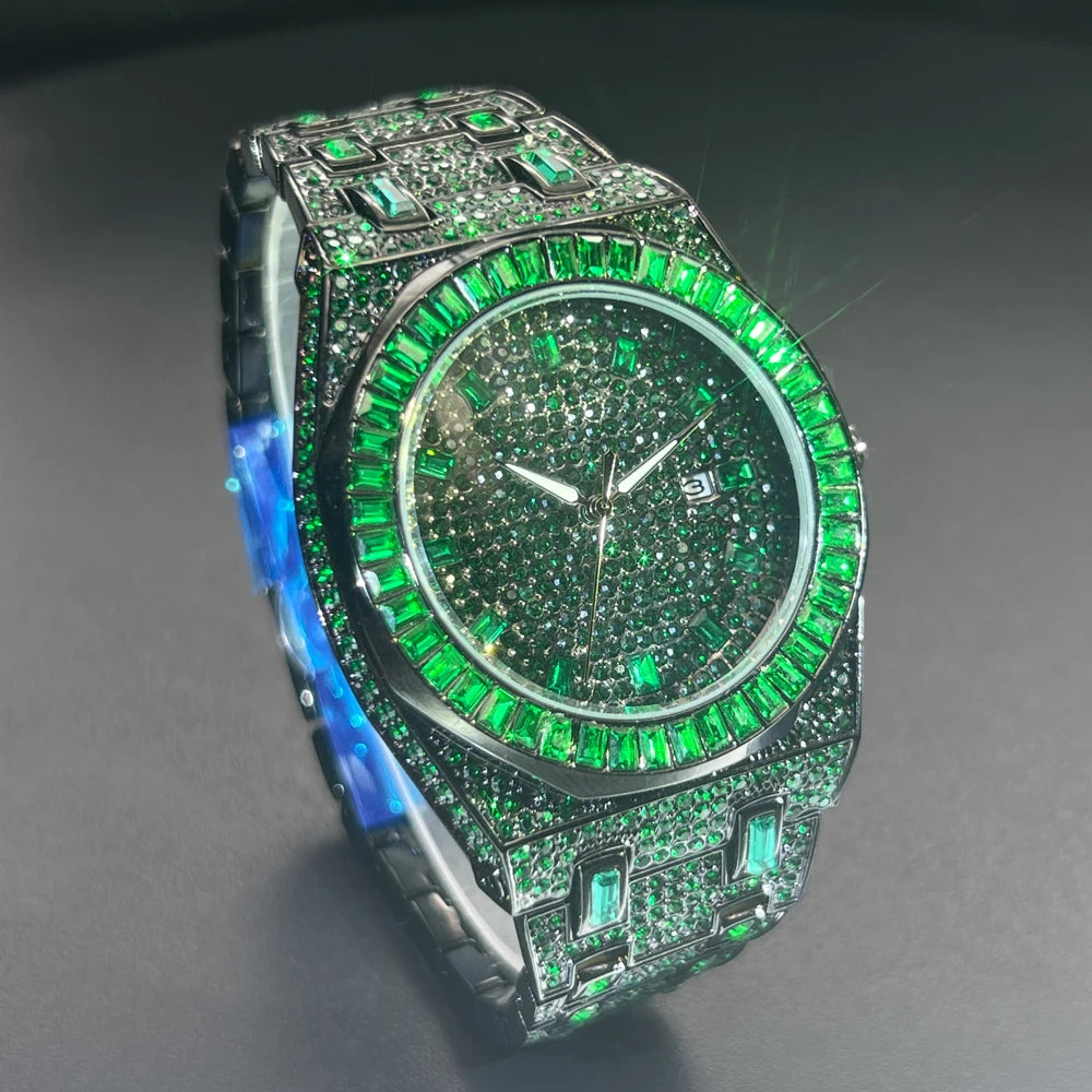 Envy — Green Diamond Men's Watch, Rare Green Colorway, Iced Out Diamond Accents | FireDrips Luxury Streetwear