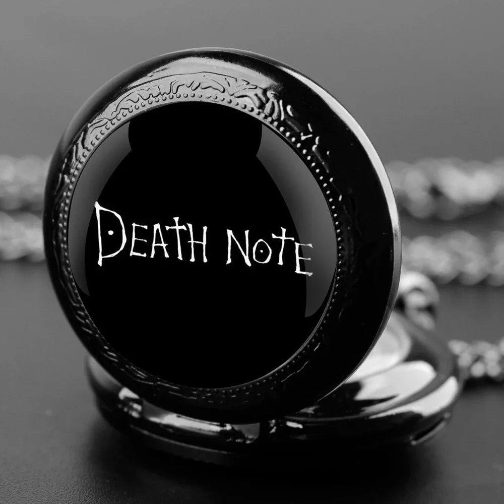 Death Note Pocket Watch — Black Quartz Fob Watch with Chain, Anime Gift for Men & Women | FireDrips