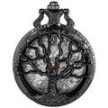 Tree of Life Pocket Watch — All Black Vintage Quartz Fob Watch with Necklace Chain | FireDrips