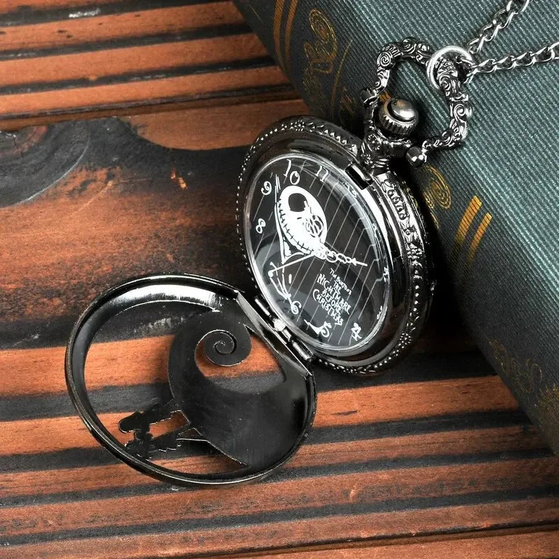 Skeleton Pocket Watch with Chain — Vintage Quartz Fob Watch for Men & Women | FireDrips