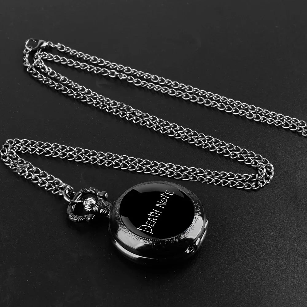 Death Note Pocket Watch — Black Quartz Fob Watch with Chain, Anime Gift for Men & Women | FireDrips