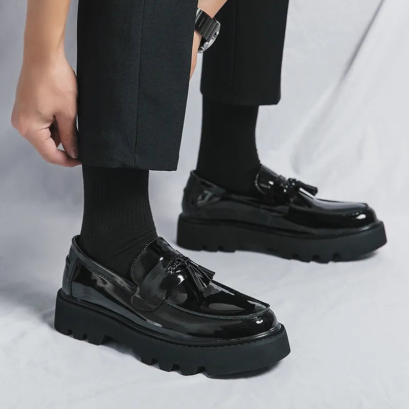Chunky Platform Leather Loafers – Retro Derby Slip-On Casual Flats