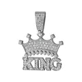 Men's Iced Crown King Pendant on 13MM Crystal Cuban Chain — Bold Statement Jewelry, Gold & Silver
