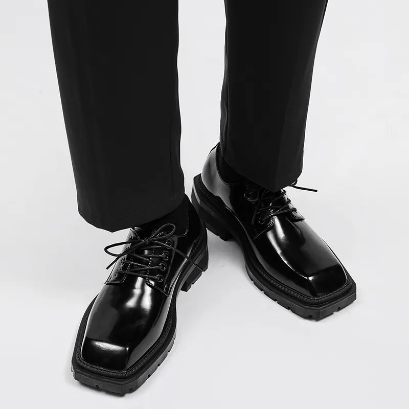 Chunky Platform Leather Loafers – Retro Derby Slip-On Casual Flats