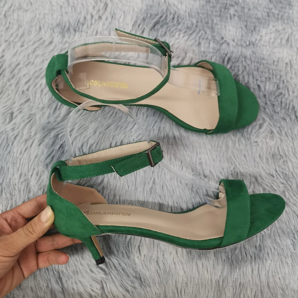 5cm Ankle Strap Heeled Sandals – Peep Toe Party Wedding Shoes
