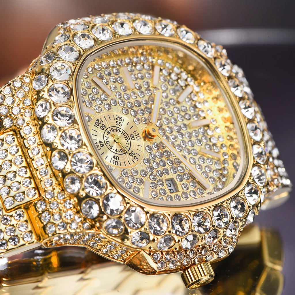 Drip Proof — Iced Out Waterproof Hip Hop Quartz Watch, Comes with Box, Gold, Silver & Two-Tone | FireDrips