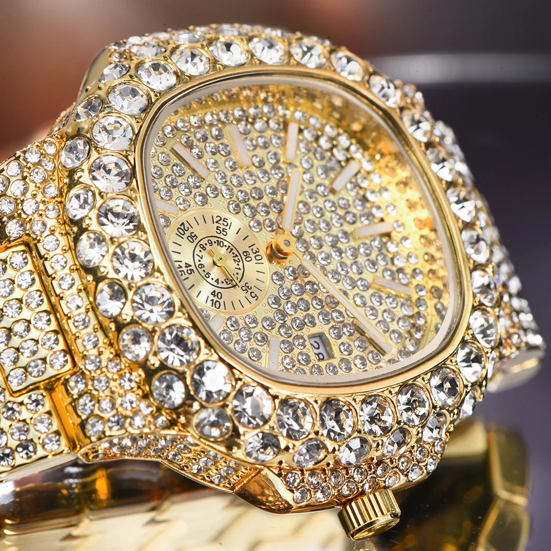 Drip Proof — Iced Out Waterproof Hip Hop Quartz Watch, Comes with Box, Gold, Silver & Two-Tone | FireDrips
