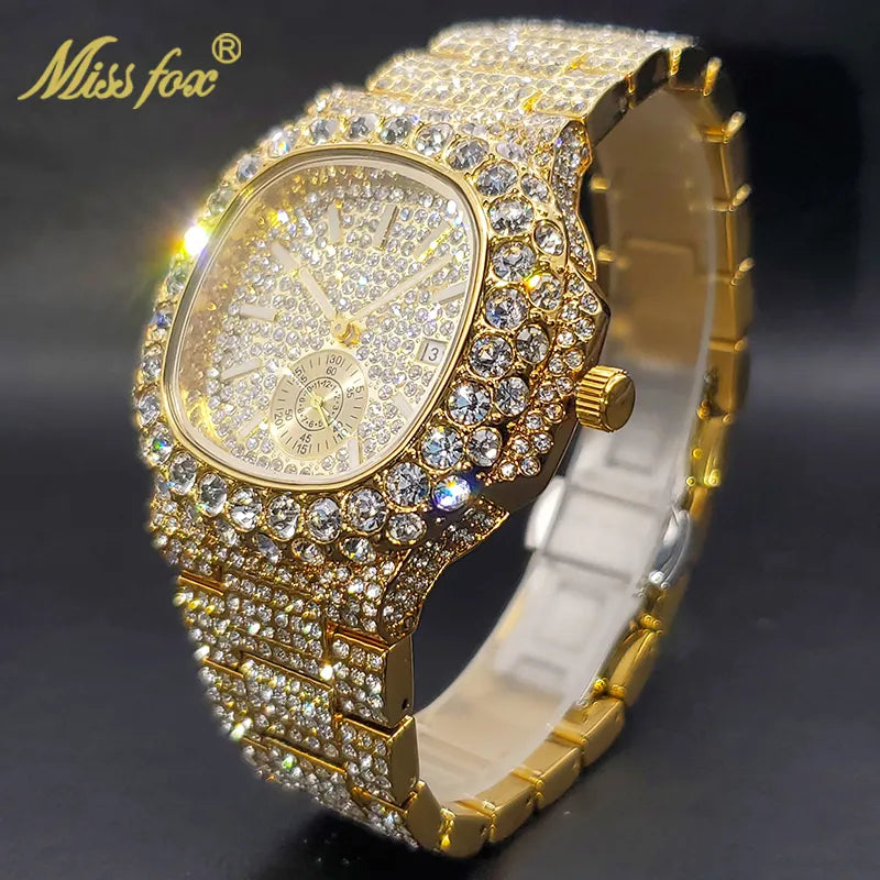 Drip Proof — Iced Out Waterproof Hip Hop Quartz Watch, Comes with Box, Gold, Silver & Two-Tone | FireDrips