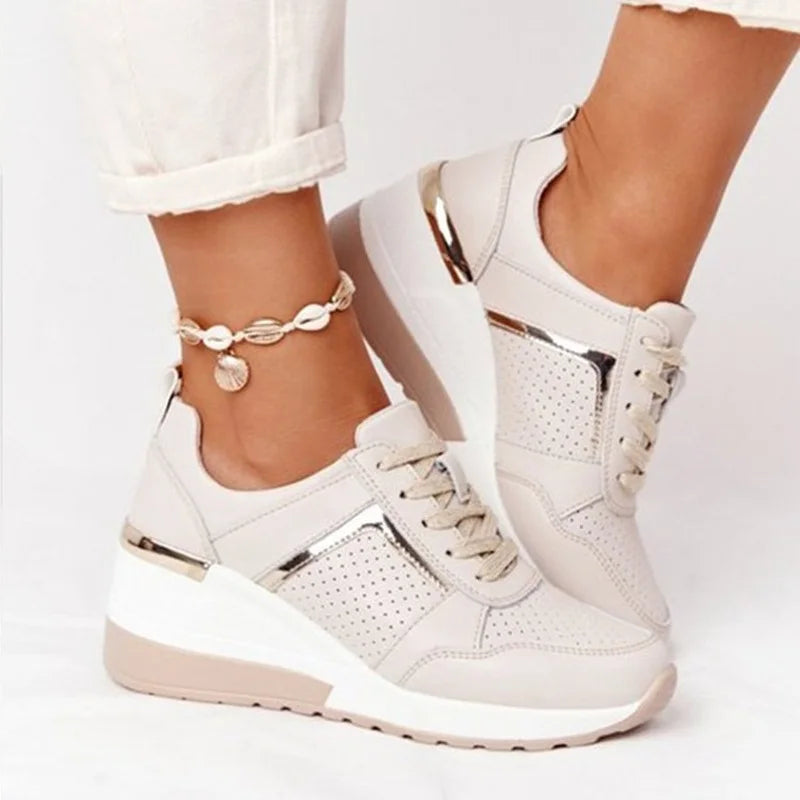 Chunky Platform Lace-Up Sneakers – Thick Sole Vulcanized Street Style