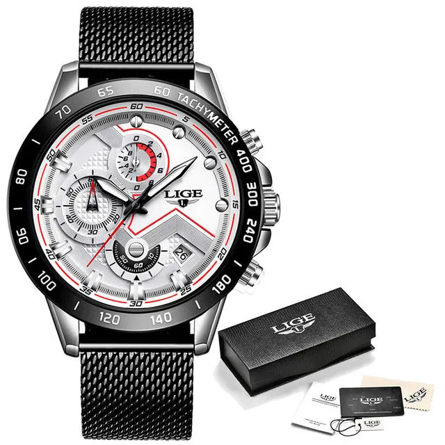 LIGE Women's Stainless Steel Chronograph Watch — Rose Gold Quartz Sport Bracelet, Waterproof | FireDrips