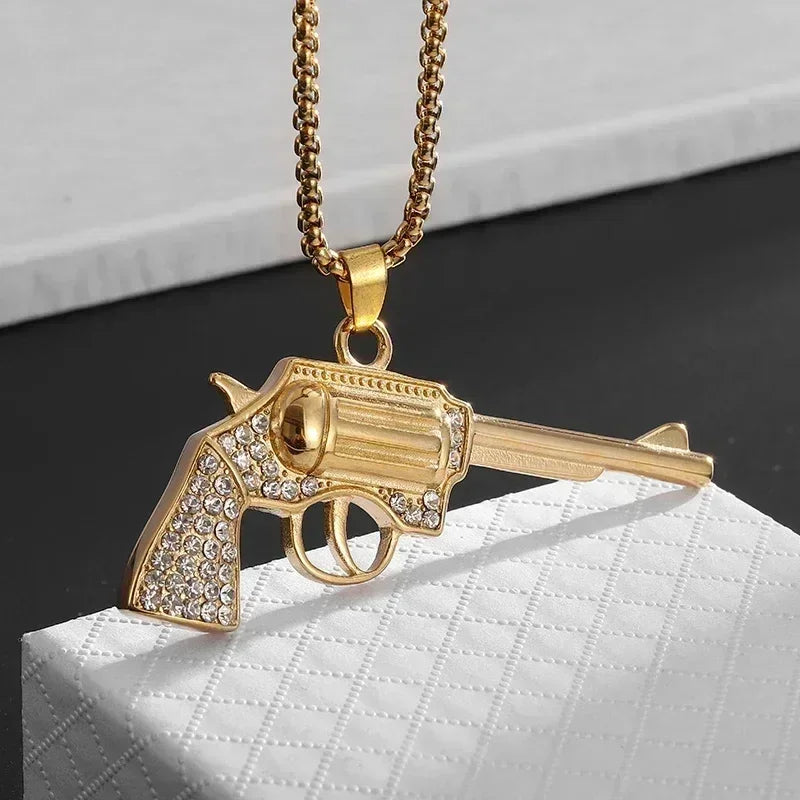 AK-47 Hip-Hop Gun Pendant Necklace — Bold Street Culture Zinc Alloy Jewelry, Gold & Silver, 39 Styles