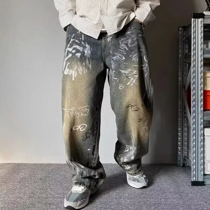 Y2K Vintage Harajuku Straight-Leg Jeans – Men's High Street Denim