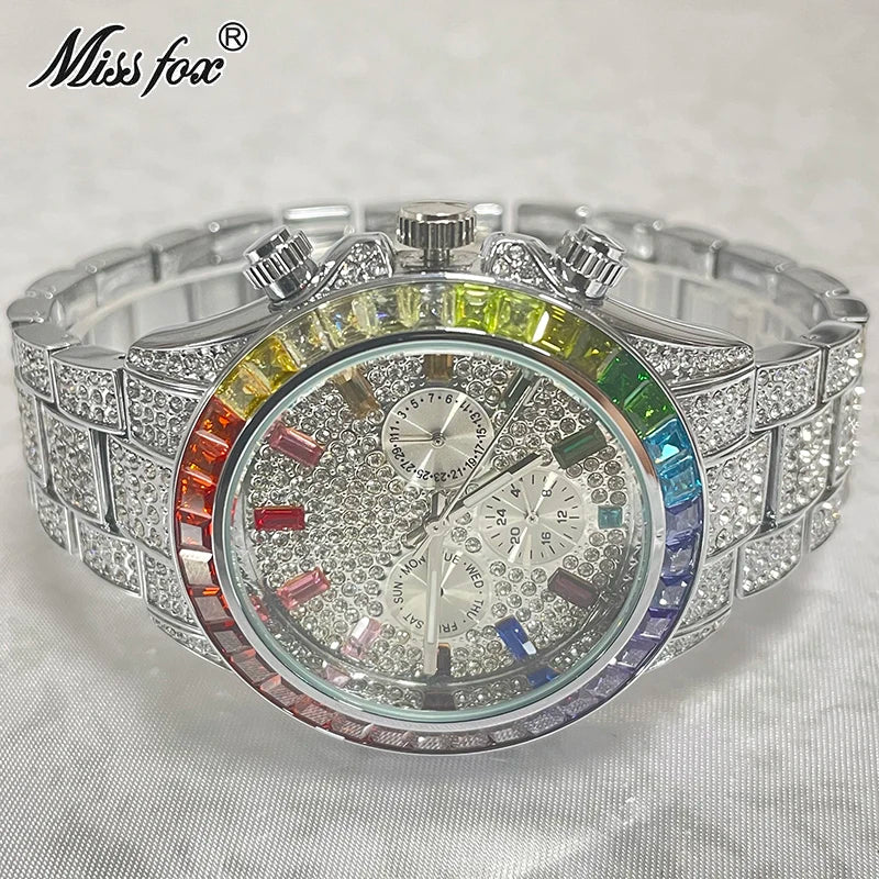 Prism — Rainbow Diamond Iced Out Full Steel Sports Watch, Waterproof, Sapphire Crystal, 9 Colorways