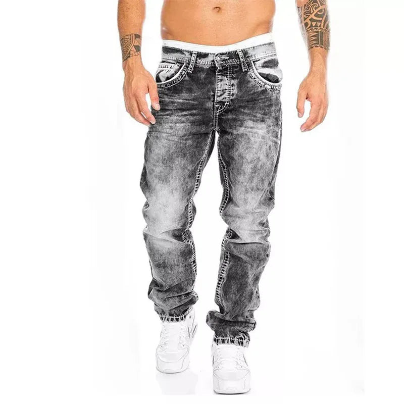 Men's Straight Leg Stretch Denim Jeans – Slim Fit Casual Pants