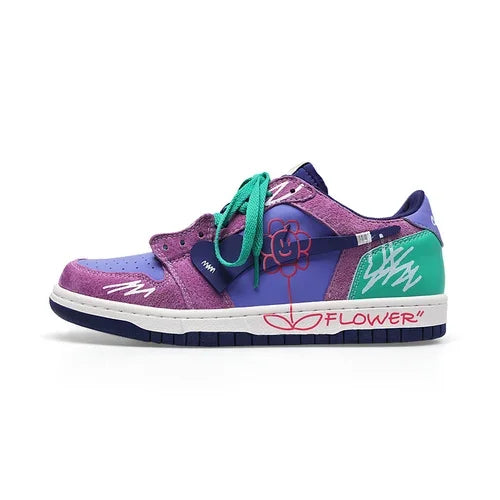 Retro Heart Pattern Skateboard Shoes — Y2K Fashion Sneakers