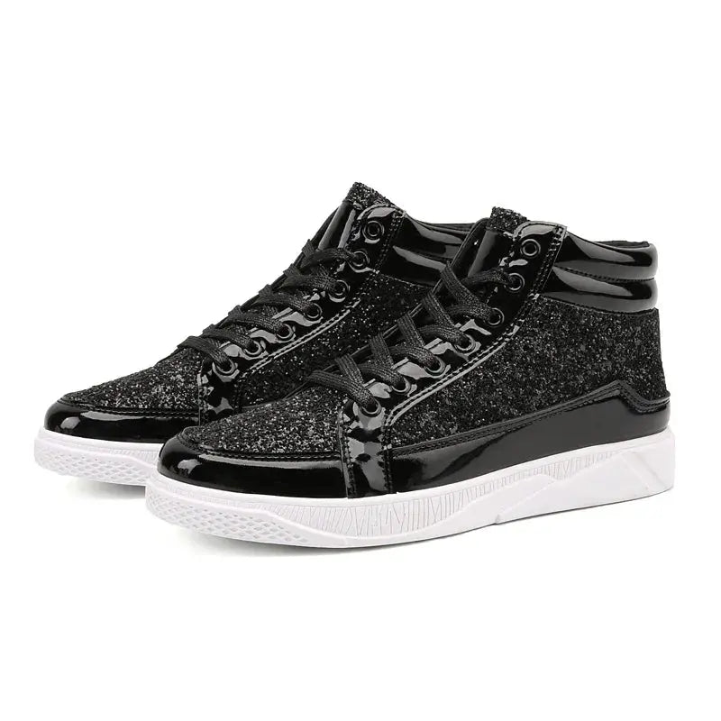 Mirror Panel High-Top Hip-Hop Sneakers