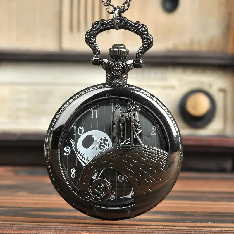 Skeleton Pocket Watch with Chain — Vintage Quartz Fob Watch for Men & Women | FireDrips