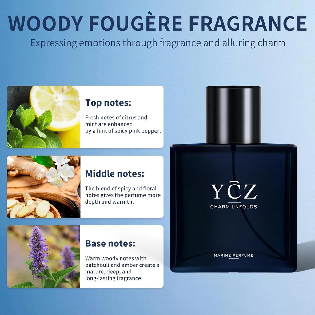 50ML Long Lasting Cologne for Men — Woody Ocean Floral Fragrance