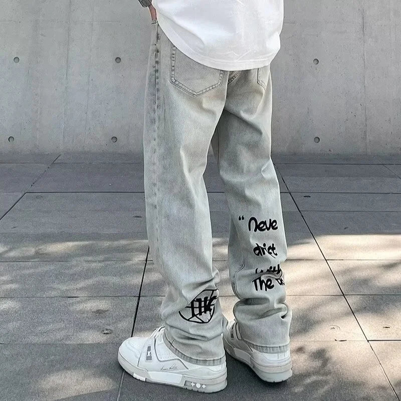Y2K Retro Harajuku Straight-Leg Jeans – Men's Denim