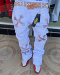 Rhinestone Studded Cross Skinny Flared Jeans — Y2K Streetwear Denim