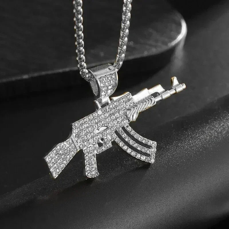AK-47 Hip-Hop Gun Pendant Necklace — Bold Street Culture Zinc Alloy Jewelry, Gold & Silver, 39 Styles