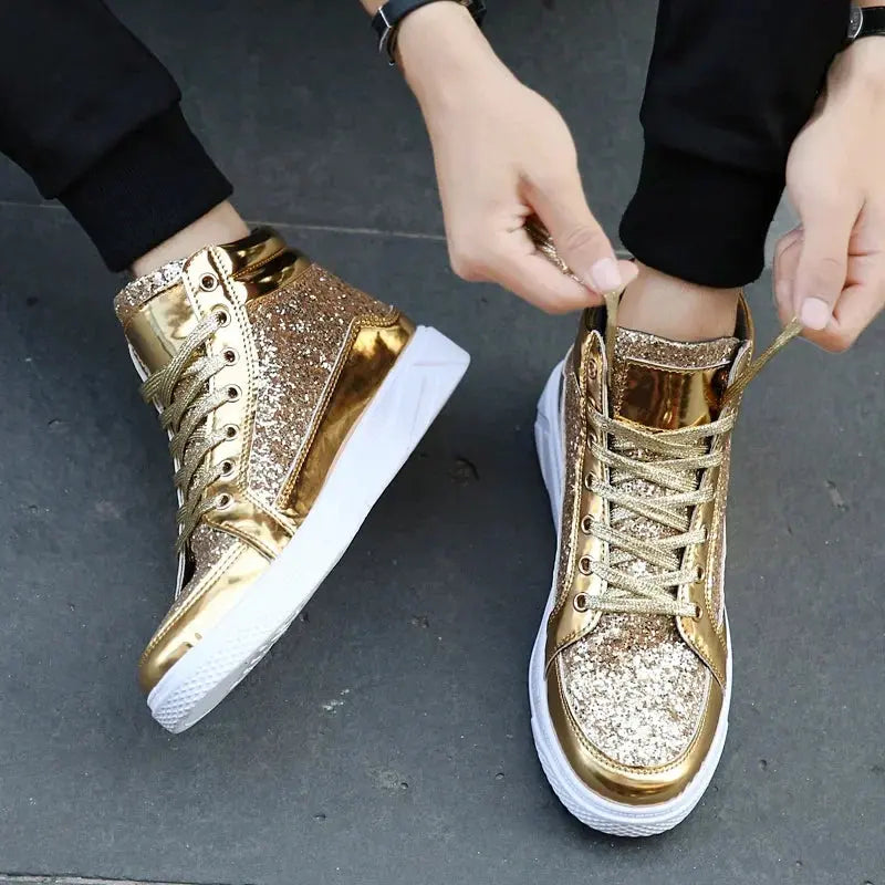 Mirror Panel High-Top Hip-Hop Sneakers