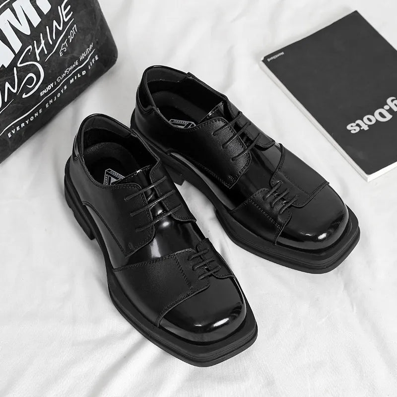 Chunky Platform Leather Loafers – Retro Derby Slip-On Casual Flats