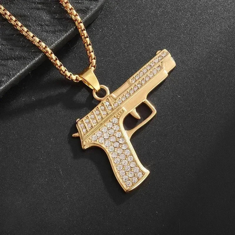 AK-47 Hip-Hop Gun Pendant Necklace — Bold Street Culture Zinc Alloy Jewelry, Gold & Silver, 39 Styles
