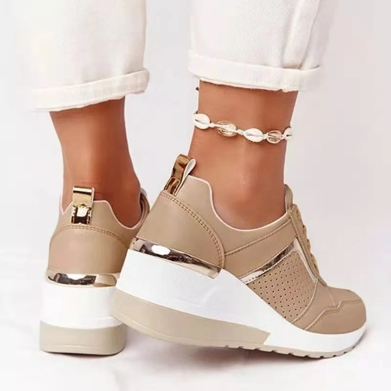 Chunky Platform Lace-Up Sneakers – Thick Sole Vulcanized Street Style