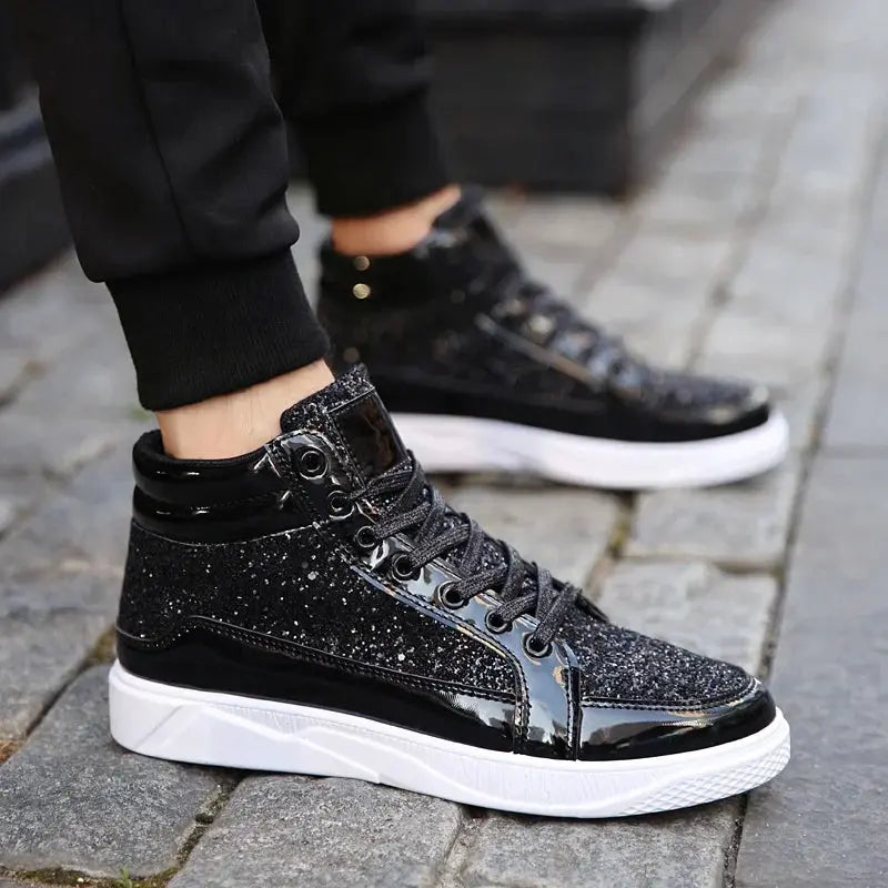 Mirror Panel High-Top Hip-Hop Sneakers