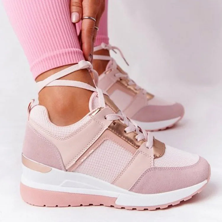 Chunky Platform Lace-Up Sneakers – Thick Sole Vulcanized Street Style