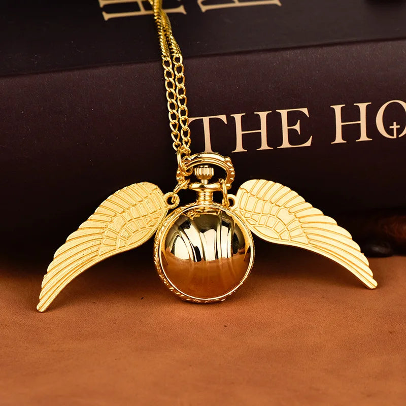 Golden Wings Pocket Watch — Luxury Gold Quartz Fob Watch, Elegant Gift for Men & Kids | FireDrips