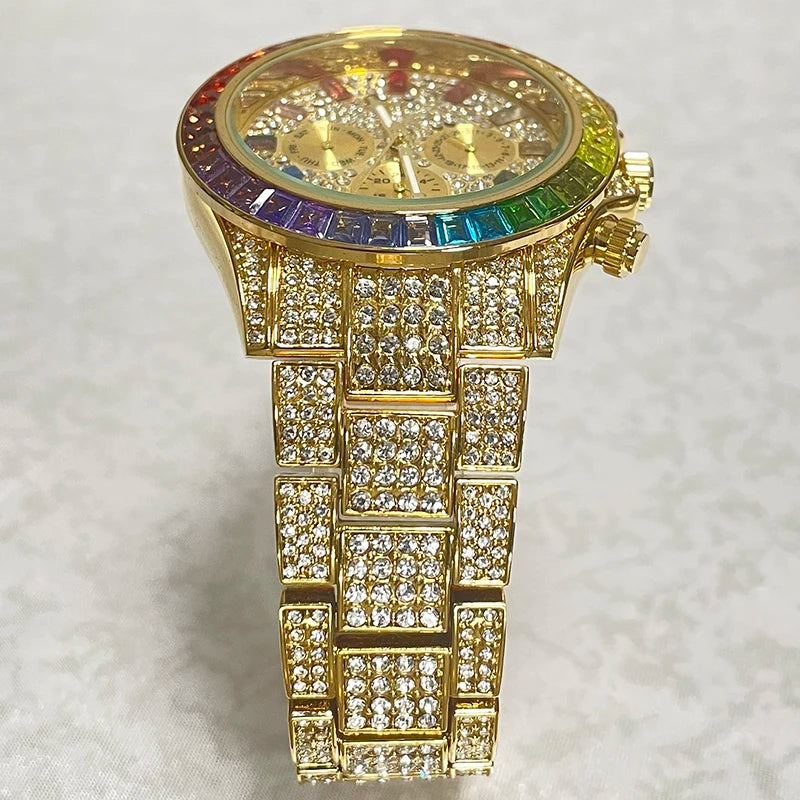 Prism — Rainbow Diamond Iced Out Full Steel Sports Watch, Waterproof, Sapphire Crystal, 9 Colorways