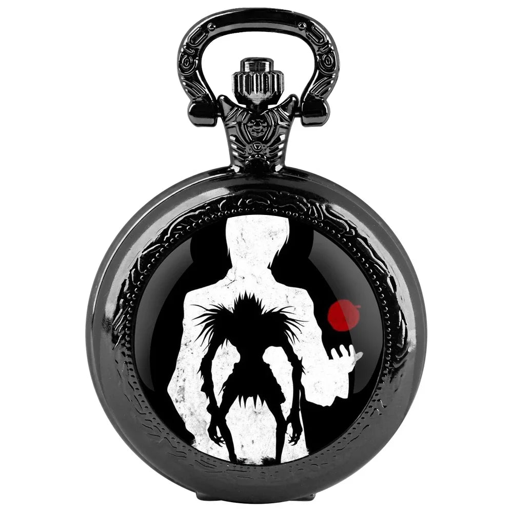 Death Note Pocket Watch — Black Quartz Fob Watch with Chain, Anime Gift for Men & Women | FireDrips
